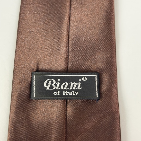 Biani Brown Silk Tie Pink Design Made in Italy 4 inches wide Length 61 classic - Picture 4 of 7